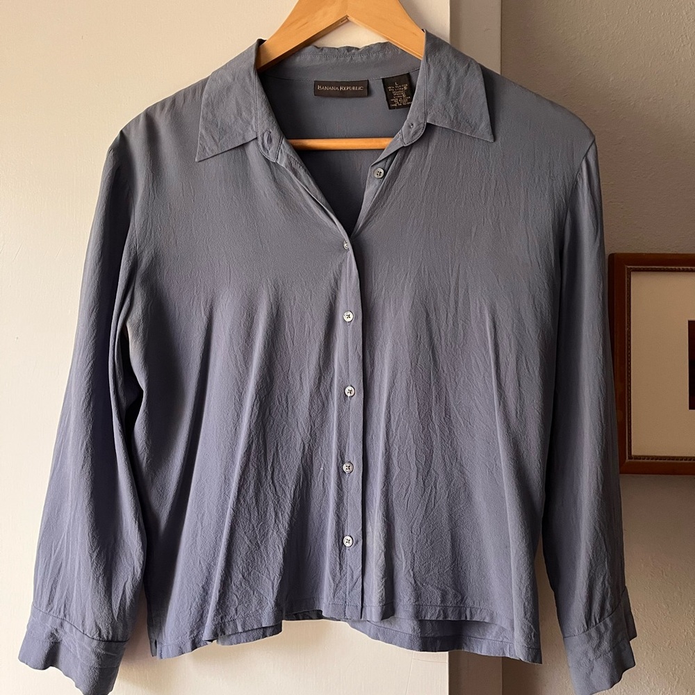 Banana Republic Men's Blue Casual Button-Down Shirt